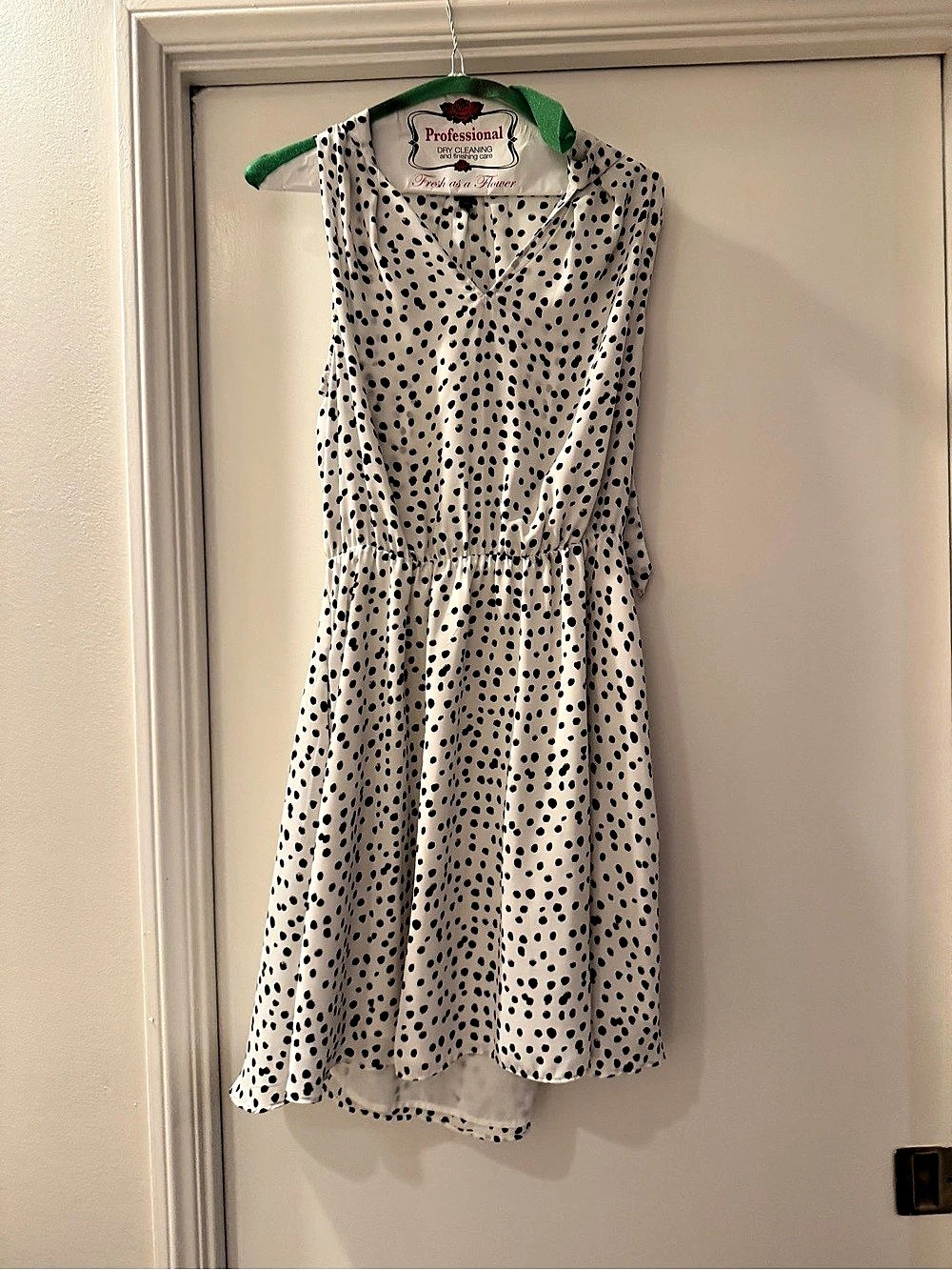 Banana Republic Medium Polka Dot Tie Neck Sleeveless Dress